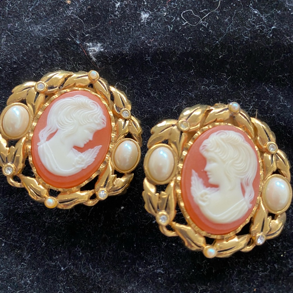 Kenneth Jay Lane vintage cameo earrings